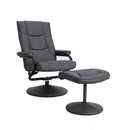 FLASH Rachel sillón reclinable contemporáneo de múltiples posiciones y otomana con base envuelta en cuero sintético negro