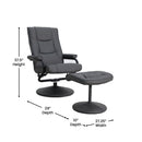 FLASH Rachel sillón reclinable contemporáneo de múltiples posiciones y otomana con base envuelta en cuero sintético negro