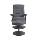 FLASH Rachel sillón reclinable contemporáneo de múltiples posiciones y otomana con base envuelta en cuero sintético negro