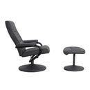FLASH Rachel sillón reclinable contemporáneo de múltiples posiciones y otomana con base envuelta en cuero sintético negro
