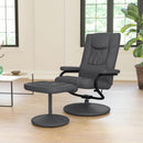 FLASH Rachel sillón reclinable contemporáneo de múltiples posiciones y otomana con base envuelta en cuero sintético negro