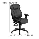 FLASH Hansel High Back Black LeatherSoft Multifunction Executive Swivel Ergonomic Office Chair with Lumbar Support Knob with Arms - BT-9835H-GG