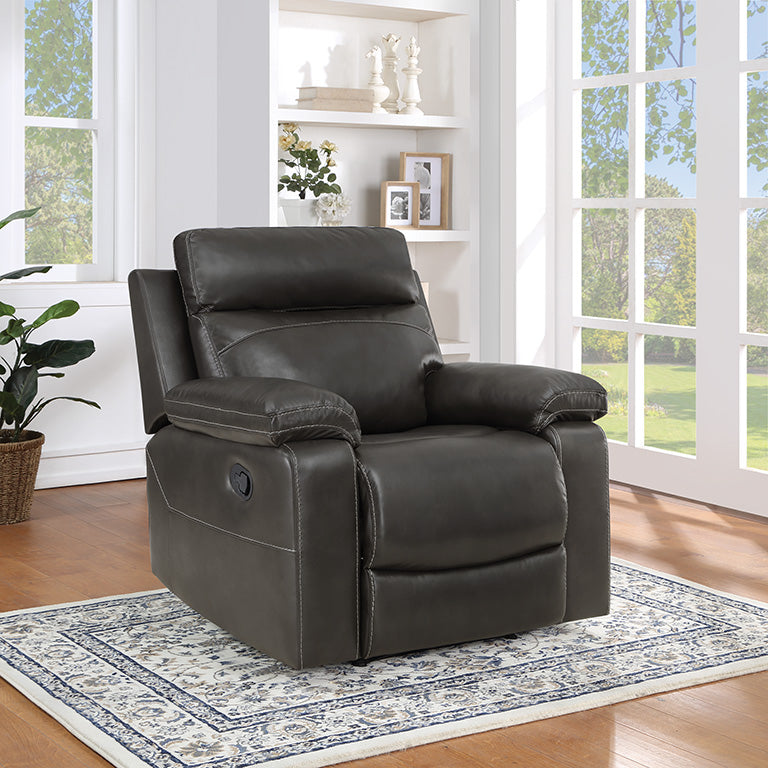 Ave Six by Office Star Products BRYSON RECLINER WITH DARK NAVY FAUX LEATHER - BYS-BPU