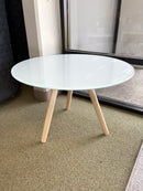 iDesk series 27” round glass table w/ wood leg base