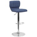 FLASH Jeremy Contemporary Adjustable Height Barstool with Vertical Stitch Back and Chrome Base - CH-132330-GG