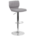 FLASH Jeremy Contemporary Adjustable Height Barstool with Vertical Stitch Back and Chrome Base - CH-132330-GG