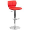 FLASH Jeremy Contemporary Adjustable Height Barstool with Vertical Stitch Back and Chrome Base - CH-132330-GG