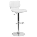 FLASH Jeremy Contemporary Adjustable Height Barstool with Vertical Stitch Back and Chrome Base - CH-132330-GG