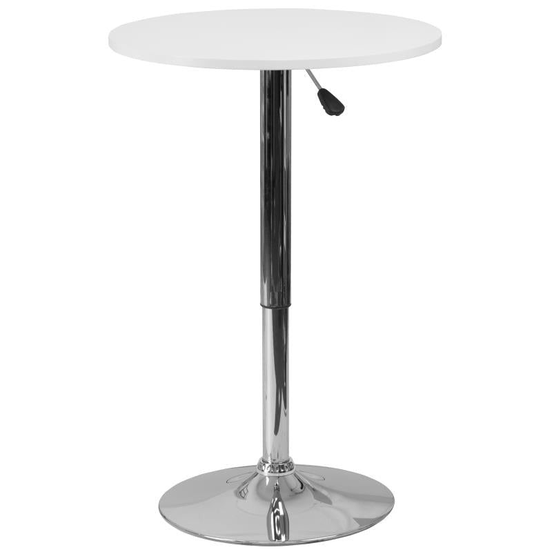 FLASH Pearl 23.75'' Round Adjustable Height White Wood Table - CH-2-GG