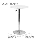 Mesa redonda de madera blanca de altura ajustable FLASH Pearl de 23.75'' - CH-2-GG