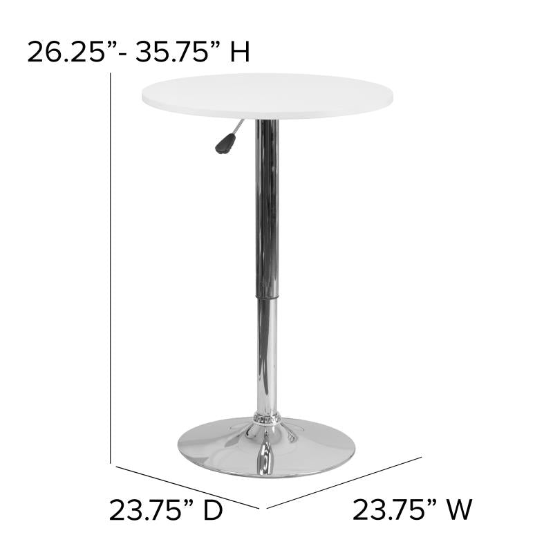 FLASH Pearl 23.75'' Round Adjustable Height White Wood Table - CH-2-GG