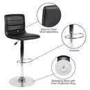 Vincent Modern Vinyl Adjustable Bar Stool with Back, Swivel Stool with Chrome Pedestal Base and Footrest