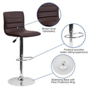Vincent Modern Vinyl Adjustable Bar Stool with Back, Swivel Stool with Chrome Pedestal Base and Footrest