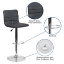 Vincent Modern Vinyl Adjustable Bar Stool with Back, Swivel Stool with Chrome Pedestal Base and Footrest