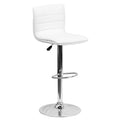 Vincent Modern Vinyl Adjustable Bar Stool with Back, Swivel Stool with Chrome Pedestal Base and Footrest