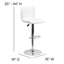 Vincent Modern Vinyl Adjustable Bar Stool with Back, Swivel Stool with Chrome Pedestal Base and Footrest