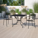 FLASH Oia 35.5" Indoor-Outdoor Steel Patio Table w/ Umbrella Table - CO-6-GG