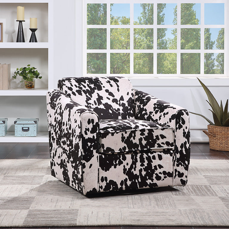 Ave Six by Office Star Products CASSIE SWIVEL CHAIR IN BLACK COW FABRIC - CSS-BC1