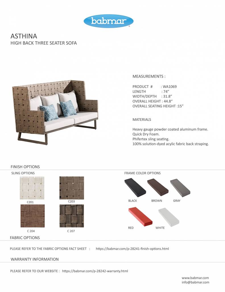 Asthina High Back Sofa