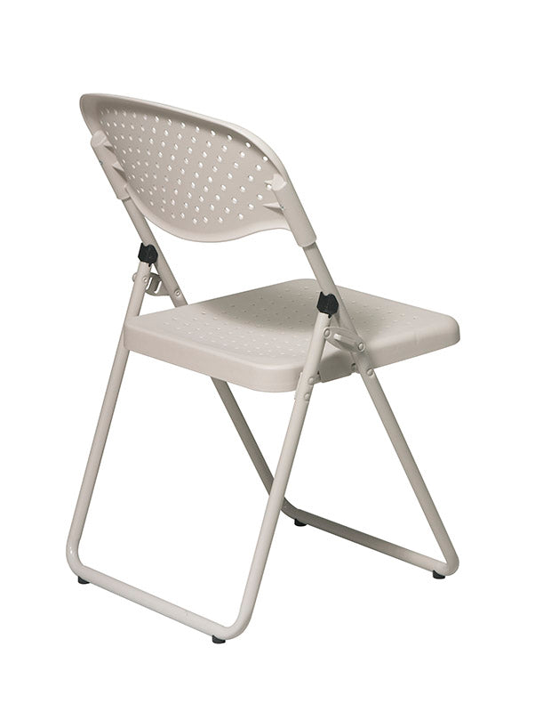 Office Star Folding Chair with Biege Plastic Seat and Back and Biege Frame - FC8000NBG-11