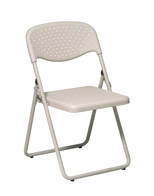 Office Star Folding Chair with Biege Plastic Seat and Back and Biege Frame - FC8000NBG-11