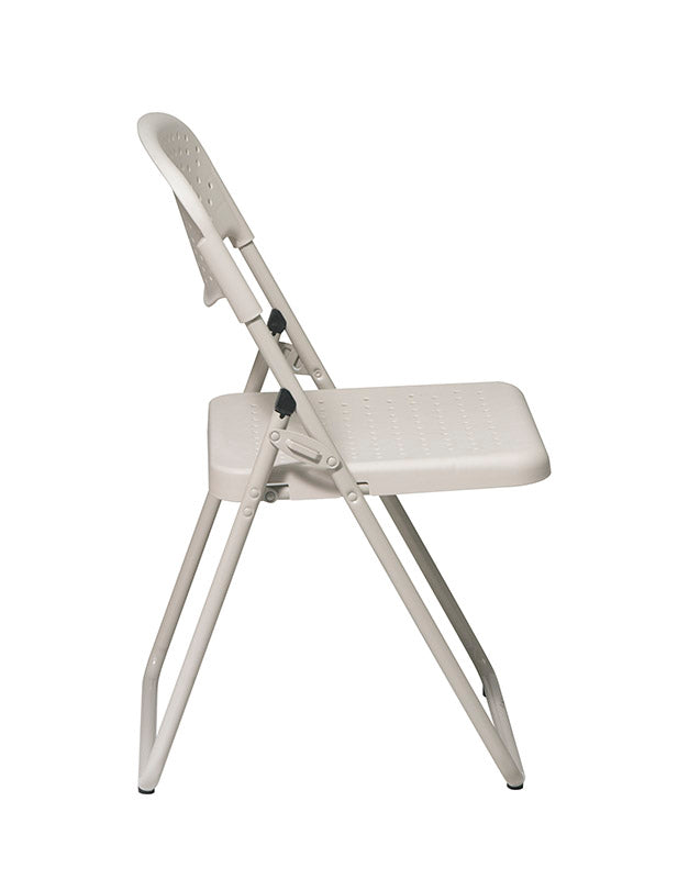 Office Star Folding Chair with Biege Plastic Seat and Back and Biege Frame - FC8000NBG-11