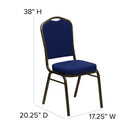FLASH FURNITURE HERCULES Series Crown Back Stacking Banquet Chair in Navy Blue Patterned Fabric - Gold Vein Frame
