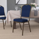 FLASH FURNITURE HERCULES Series Crown Back Stacking Banquet Chair in Navy Blue Patterned Fabric - Gold Vein Frame