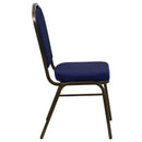FLASH FURNITURE HERCULES Series Crown Back Stacking Banquet Chair in Navy Blue Patterned Fabric - Gold Vein Frame