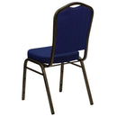FLASH FURNITURE HERCULES Series Crown Back Stacking Banquet Chair in Navy Blue Patterned Fabric - Gold Vein Frame