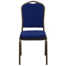 FLASH FURNITURE HERCULES Series Crown Back Stacking Banquet Chair in Navy Blue Patterned Fabric - Gold Vein Frame