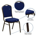 FLASH FURNITURE HERCULES Series Crown Back Stacking Banquet Chair in Navy Blue Patterned Fabric - Gold Vein Frame