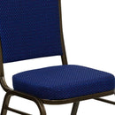 FLASH FURNITURE HERCULES Series Crown Back Stacking Banquet Chair in Navy Blue Patterned Fabric - Gold Vein Frame