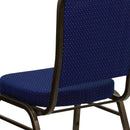 FLASH FURNITURE HERCULES Series Crown Back Stacking Banquet Chair in Navy Blue Patterned Fabric - Gold Vein Frame