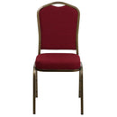 FLASH FURNITURE HERCULES Series Crown Back Stacking Banquet Chair in Burgundy Fabric - Gold Vein Frame