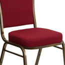FLASH FURNITURE HERCULES Series Crown Back Stacking Banquet Chair in Burgundy Fabric - Gold Vein Frame
