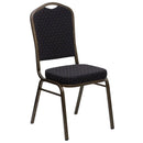 FLASH FURNITURE HERCULES Series Crown Back Stacking Banquet Chair in Black Patterned Fabric - Gold Vein Frame