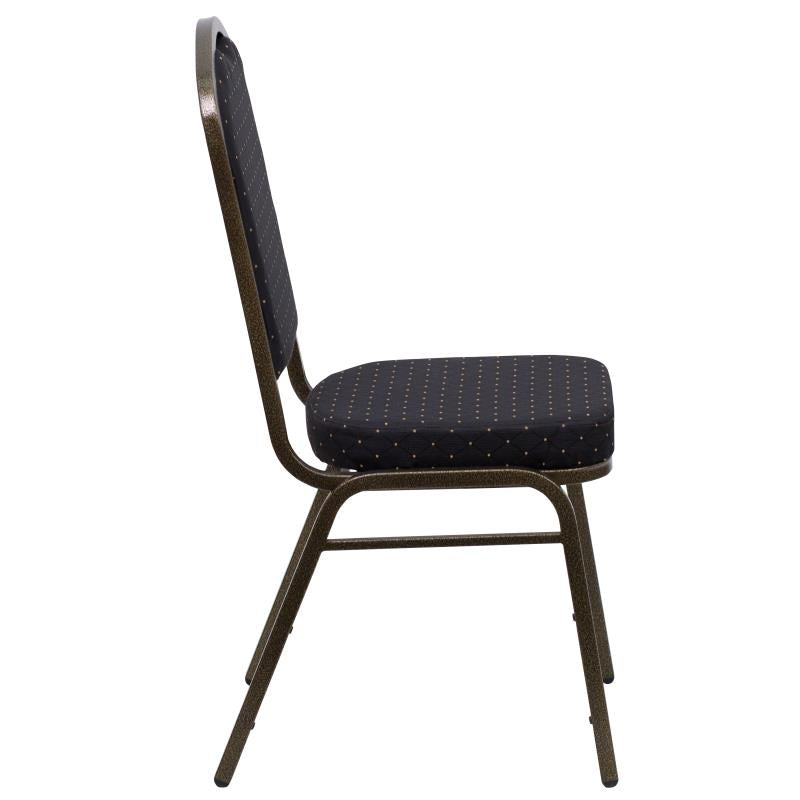 FLASH FURNITURE HERCULES Series Crown Back Stacking Banquet Chair in Black Patterned Fabric - Gold Vein Frame