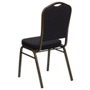 FLASH FURNITURE HERCULES Series Crown Back Stacking Banquet Chair in Black Patterned Fabric - Gold Vein Frame