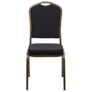 FLASH FURNITURE HERCULES Series Crown Back Stacking Banquet Chair in Black Patterned Fabric - Gold Vein Frame