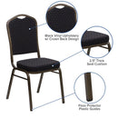 FLASH FURNITURE HERCULES Series Crown Back Stacking Banquet Chair in Black Patterned Fabric - Gold Vein Frame