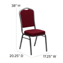FLASH FURNITURE HERCULES Series Crown Back Stacking Banquet Chair in Burgundy Fabric - Silver Vein Frame