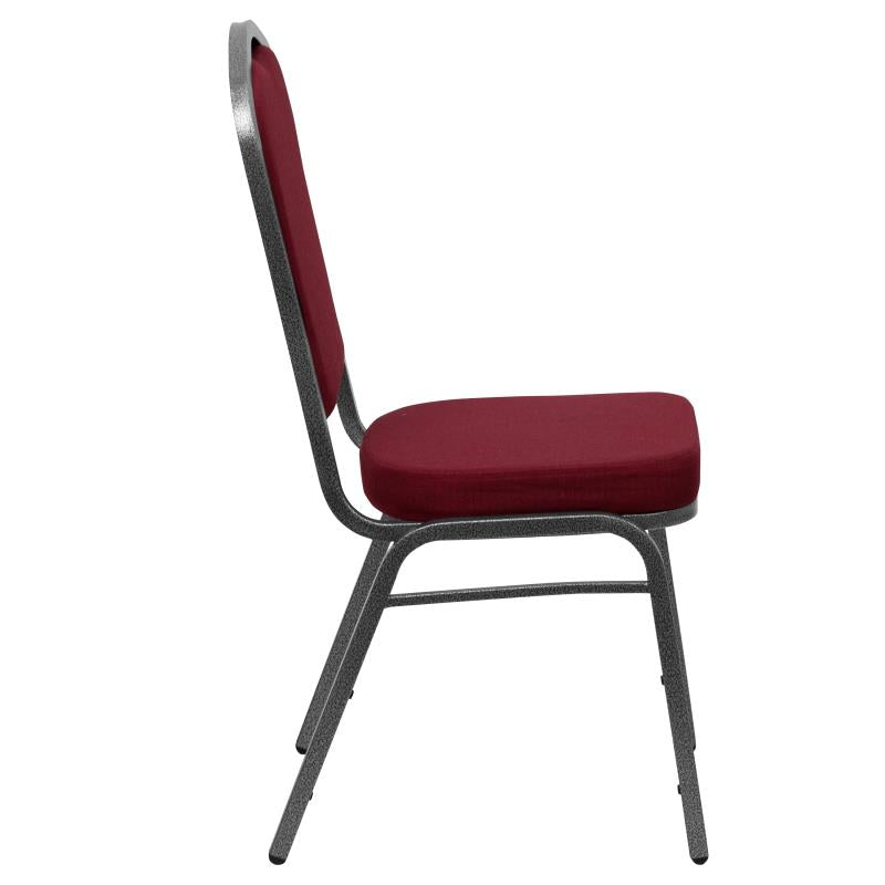 FLASH FURNITURE HERCULES Series Crown Back Stacking Banquet Chair in Burgundy Fabric - Silver Vein Frame