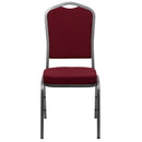FLASH FURNITURE HERCULES Series Crown Back Stacking Banquet Chair in Burgundy Fabric - Silver Vein Frame