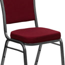 FLASH FURNITURE HERCULES Series Crown Back Stacking Banquet Chair in Burgundy Fabric - Silver Vein Frame