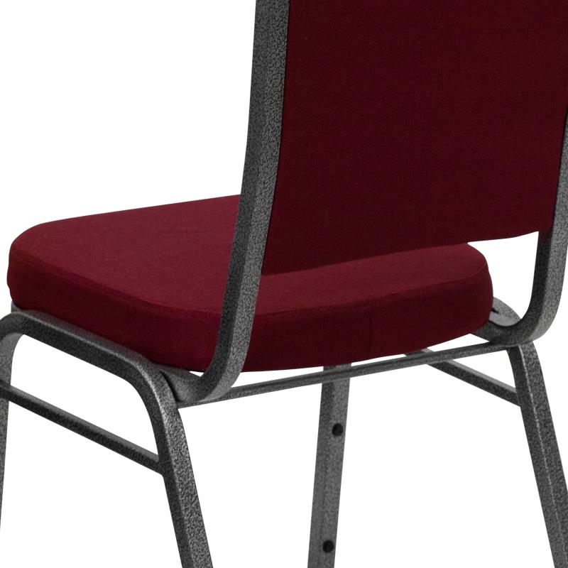 FLASH FURNITURE HERCULES Series Crown Back Stacking Banquet Chair in Burgundy Fabric - Silver Vein Frame