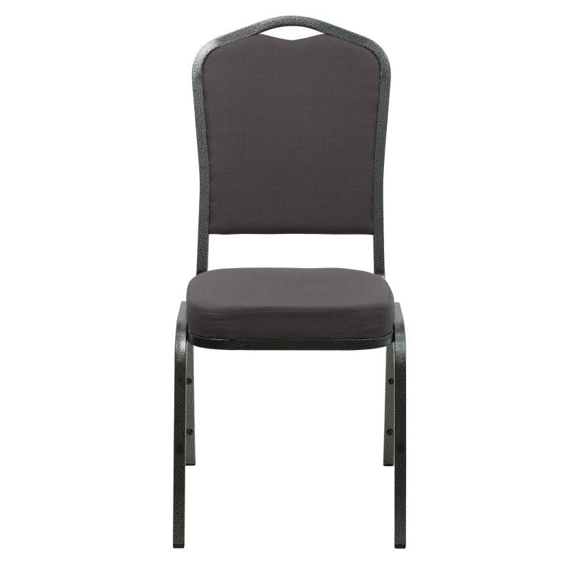 FLASH FURNITURE HERCULES Series Crown Back Stacking Banquet Chair in Gray Fabric - Silver Vein Frame