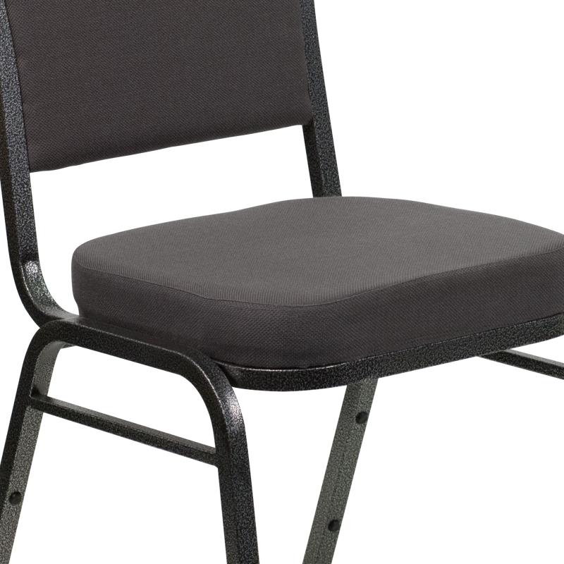FLASH FURNITURE HERCULES Series Crown Back Stacking Banquet Chair in Gray Fabric - Silver Vein Frame