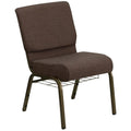 FLASH HERCULES Series 21'' WIDE Church Chair in Fabric with Cup Book Rack - Gold Vein Frame