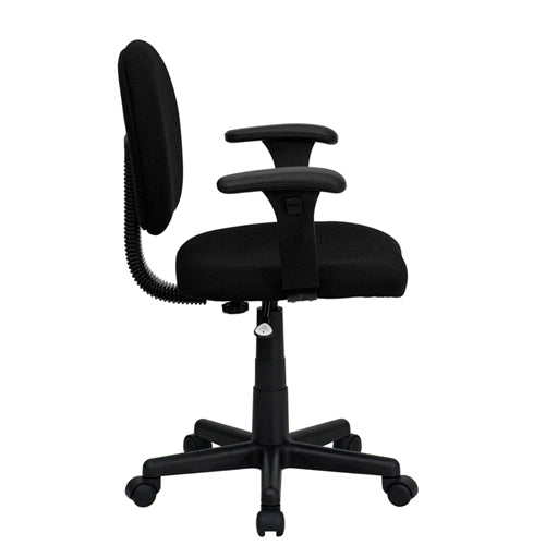Mid-Back Ergonomic Black Fabric Task Chair with Adjustable Arms by